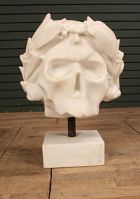 Marble Bust, Skull With Laurel Wreath Diadem