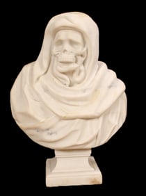 Marble Bust, Memento Mori, Shrouded Skull