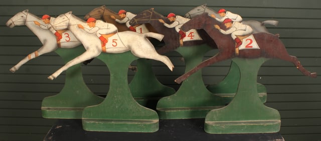 Group of Vintage Painted Carnival Race Horses