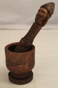 Carved Wood Mortar & Pestle