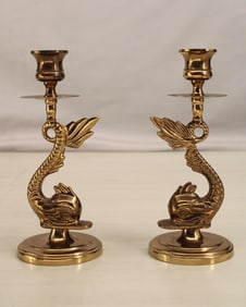 Baldwin Brass Mythical Dolphin Candlesticks