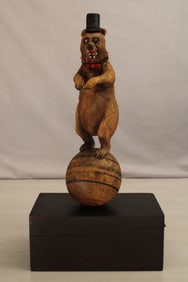 Bear On Ball Storage Box, Signed