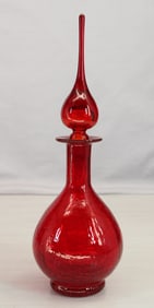 Blenko, MCM Art Glass Red Decanter