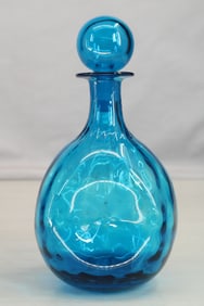 Blenko, Modernist Art Glass Blue Decanter