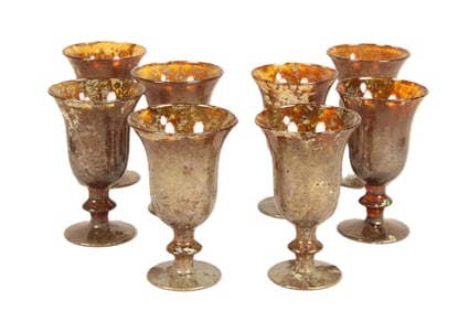 Set of 8 Vintage Moss Agate Finish Goblets
