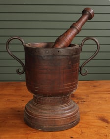 19th C Wood Mortar & Pestle