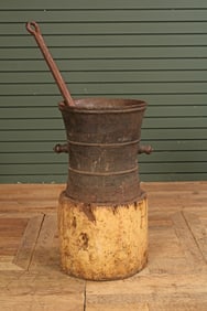 Cast Iron Mortar & Pestle on Timber Stand