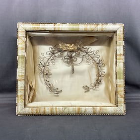 Victorian Hair Art In Shadow Box Frame