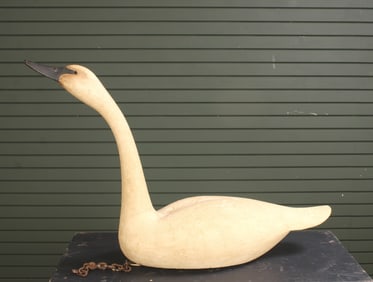 Grand Carved Wood Swan Decoy, Attr. Frank Finney