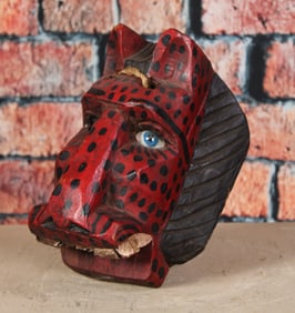 Folk Art Guatemalan Jaguar Mask, Glass Eyes