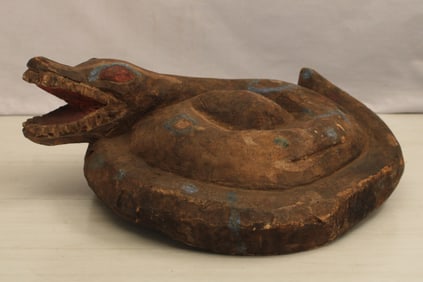 Ethnographic Carved Wood Snake Effigy