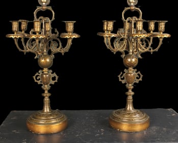 Pair Barbedienne Candelabra Lamps