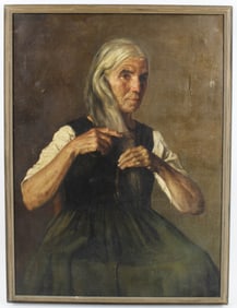 Antique Continental Portrait of Rugged Elegance