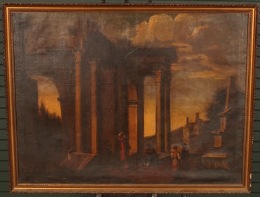 19th C Italian Classical Ruins Painting
