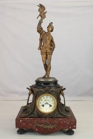 Bronze Mantle Clock, Young Falconeer