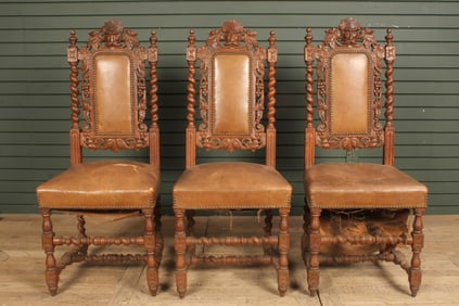 Group of 3 Green Man Hall Chairs