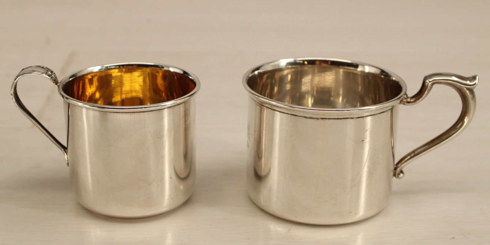 Two sterling silver baby cups, one with monogram  and date, both stamped on underside. Saart and S. (1 of 8)
