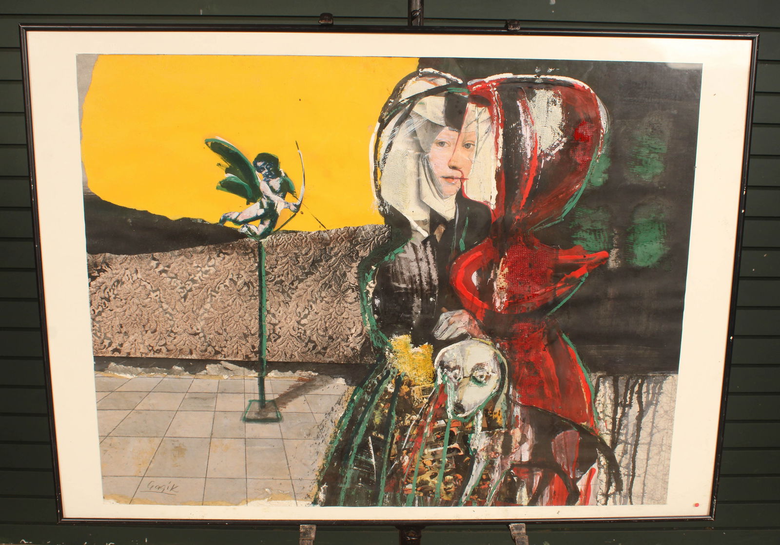 Mixed media art piece by Armenian artist Gagik  Ghazanchyan. Early 21th C. Size: frame: 26"H x  36"W (1 of 9)