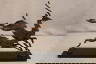 Bronze running antelopes on stone base, art deco  style IMO Hunt Diederich. Patina throughout on