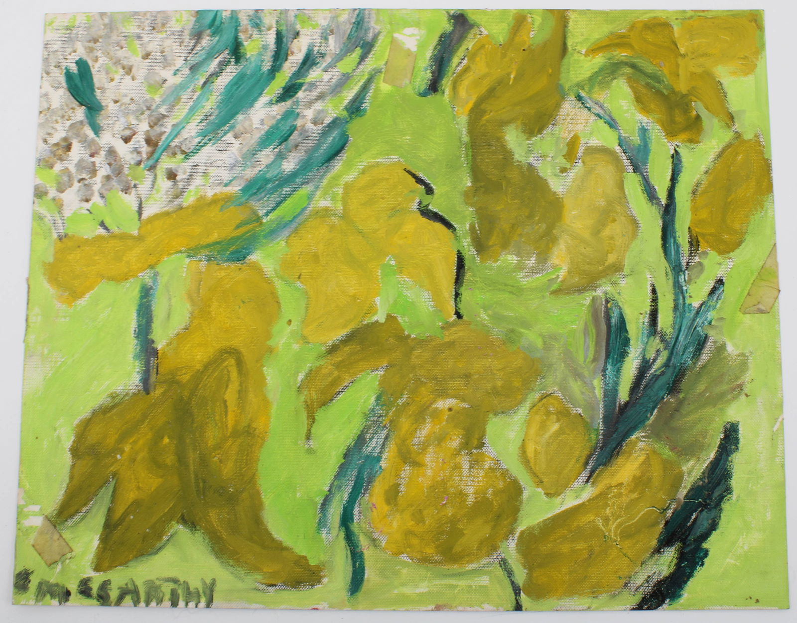 Justin McCarthy (20th C, Pennsylvania) Foliage: Justin McCarthy (20th C, Pennsylvania) Composition, Foliage. Oil on linen stock. Recognized as a prolific Outsider Artist, Justin McCarthy's work is widely recognized andappreciated. Provenance: From