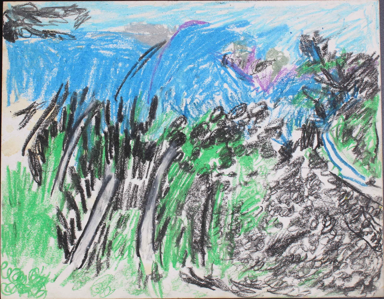 Justin McCarthy (20th C, Pennsylvania) Composition: Justin McCarthy (20th C, Pennsylvania) Composition. Faraway Landscape. Recognized as a prolific Outsider Artist, Justin McCarthy's work is widely recognized andappreciated by collectors of Naive, Art