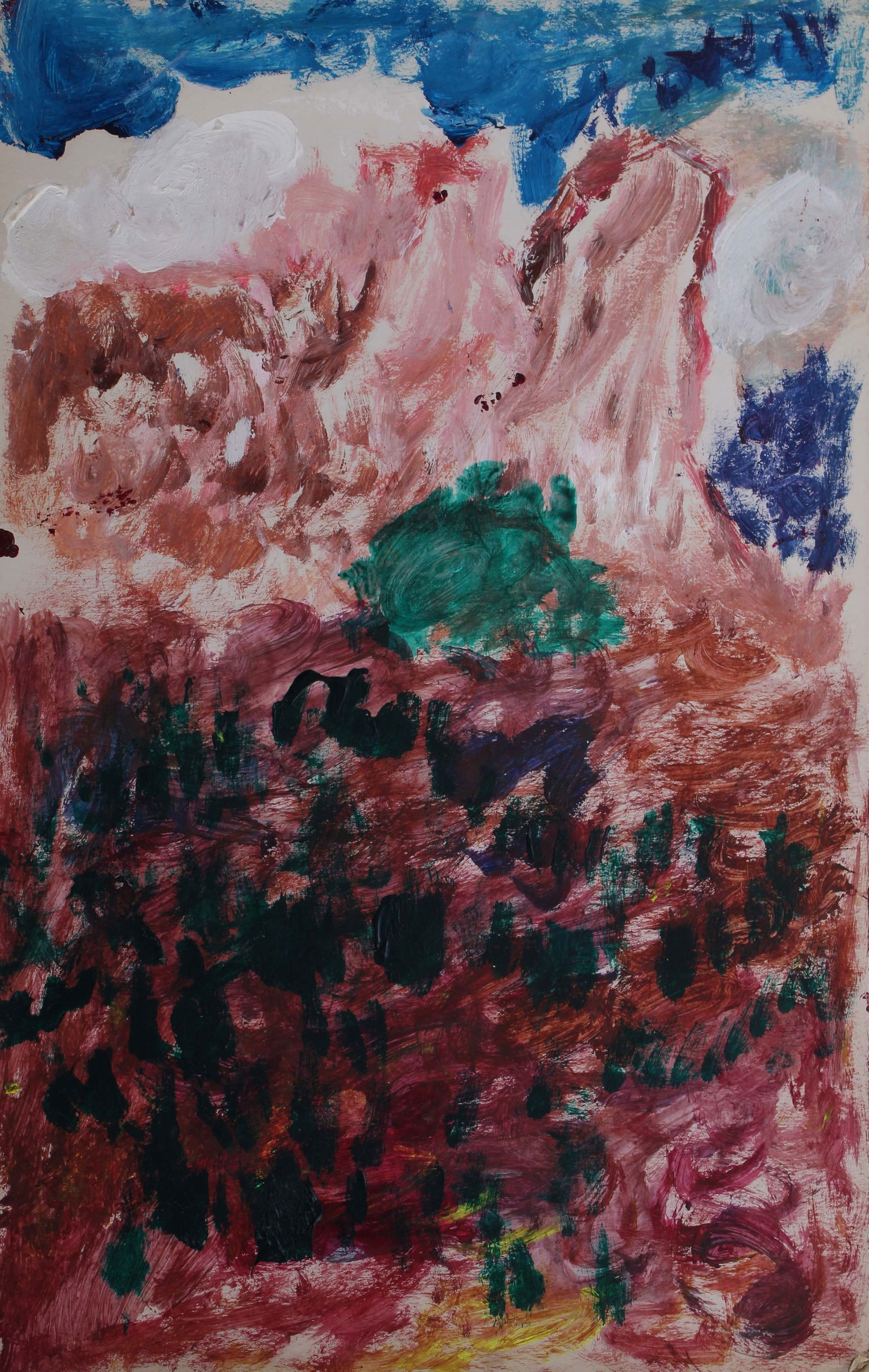 Justin McCarthy (20th C, Pennsylvania) Composition: Justin McCarthy (20th C, Pennsylvania) Composition. Distant landscape. Recognized as a prolific Outsider Artist, Justin McCarthy's work is widely recognized andappreciated by collectors of Naive, Art