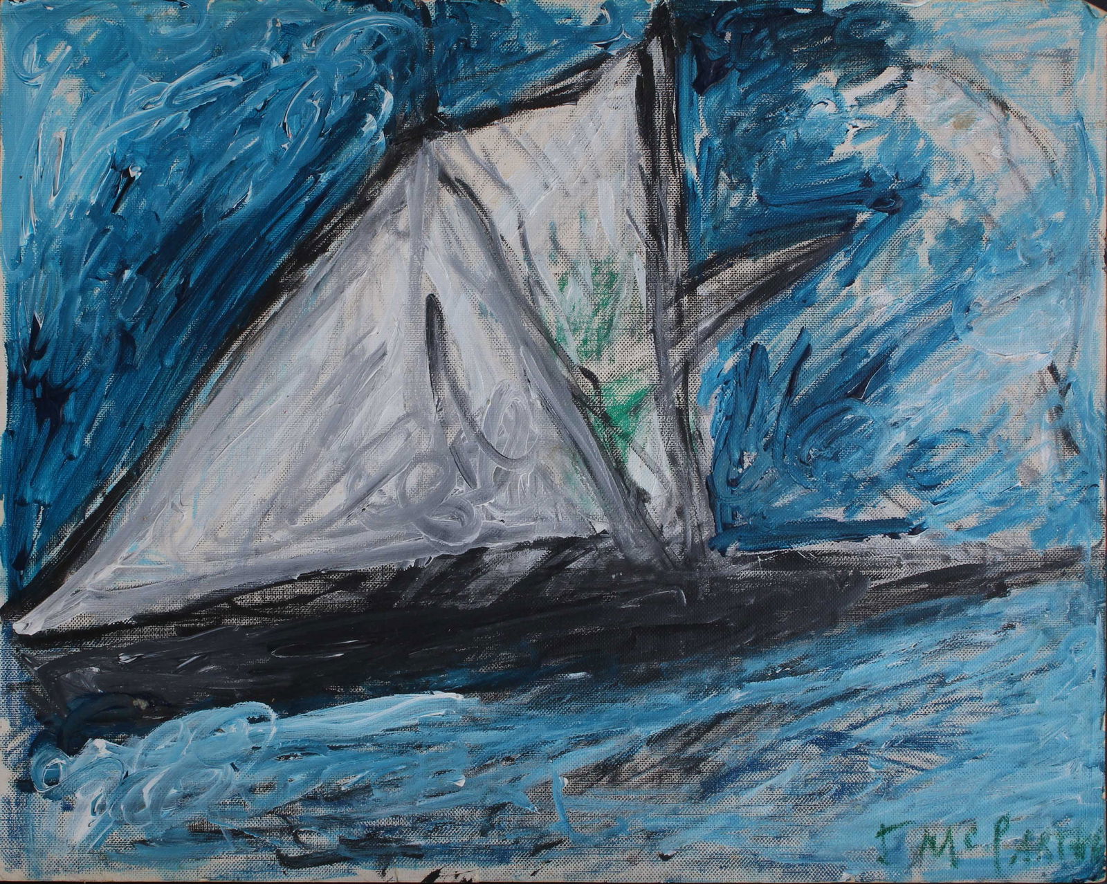 Justin McCarthy (20th C, Pennsylvania) Composition: Justin McCarthy (20th C, Pennsylvania) Composition. The Cutter. Recognized as a prolific Outsider Artist, Justin McCarthy's work is widely recognized andappreciated by collectors of Naive, Art Brut an