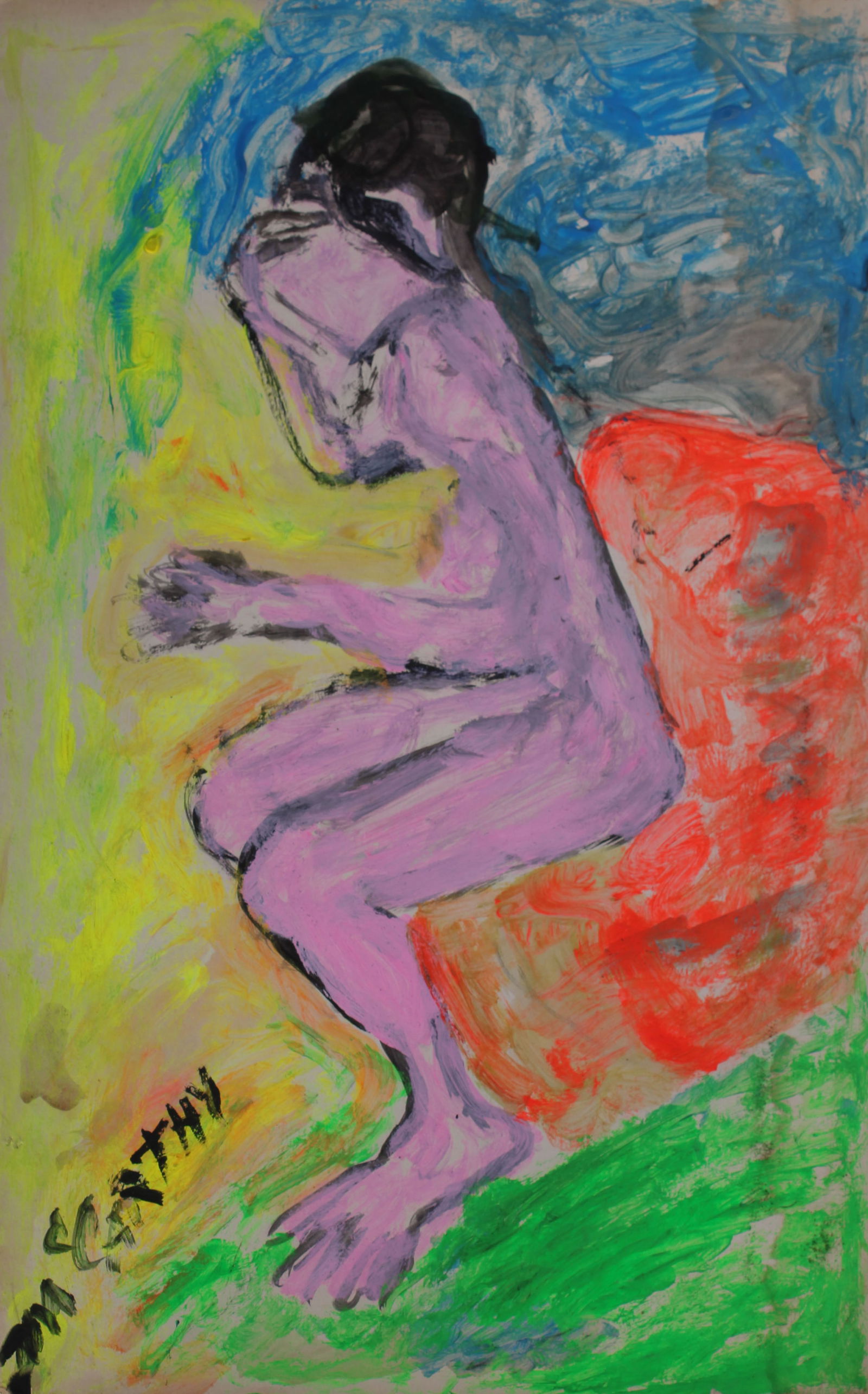Justin McCarthy (20th C, Pennsylvania) Composition: Justin McCarthy (20th C, Pennsylvania) Composition. Figural Nude. Recognized as a prolific Outsider Artist, Justin McCarthy's work is widely recognized andappreciated by collectors of Naive, Art Brut