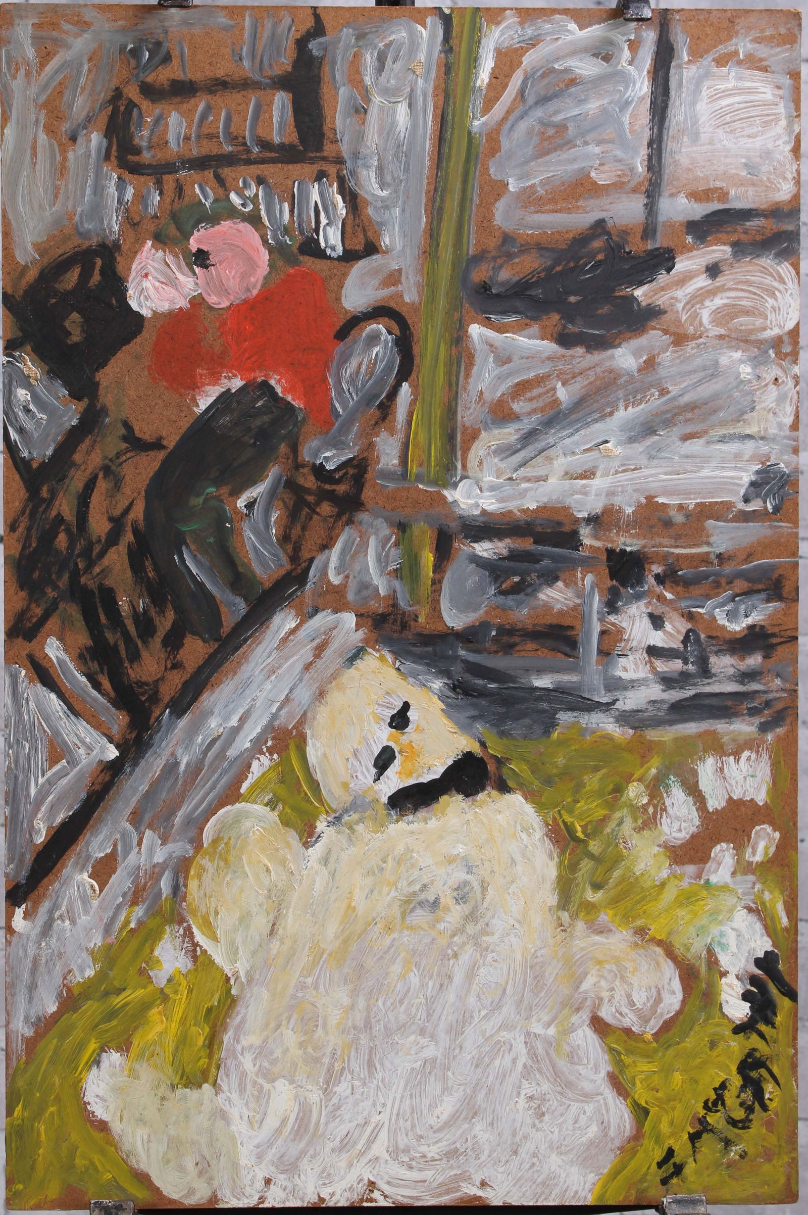 Justin McCarthy (20th C, Pennsylvania) Composition: Justin McCarthy (20th C, Pennsylvania) Composition. The Lodge. Typical work inspired by television variety shows of the era. Recognized as a prolific Outsider Artist, JustinMcCarthy's work is widely r