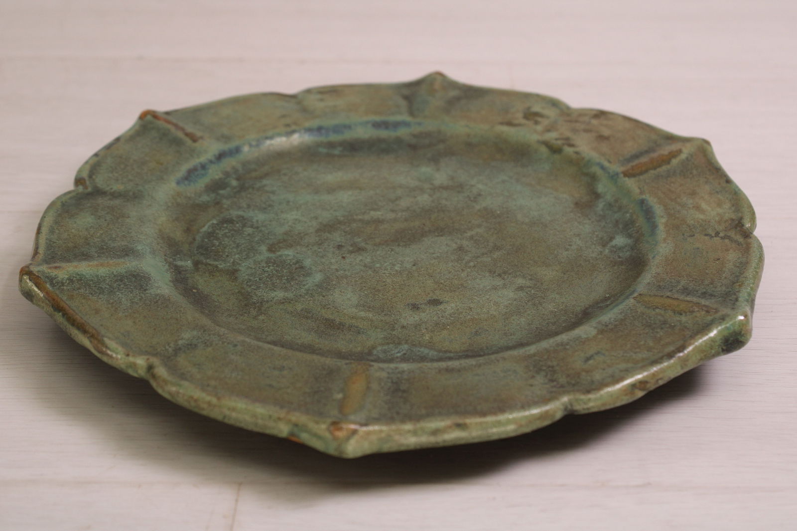 Fulper Pottery Plate, Lotus Leaf Motif (1 of 6)
