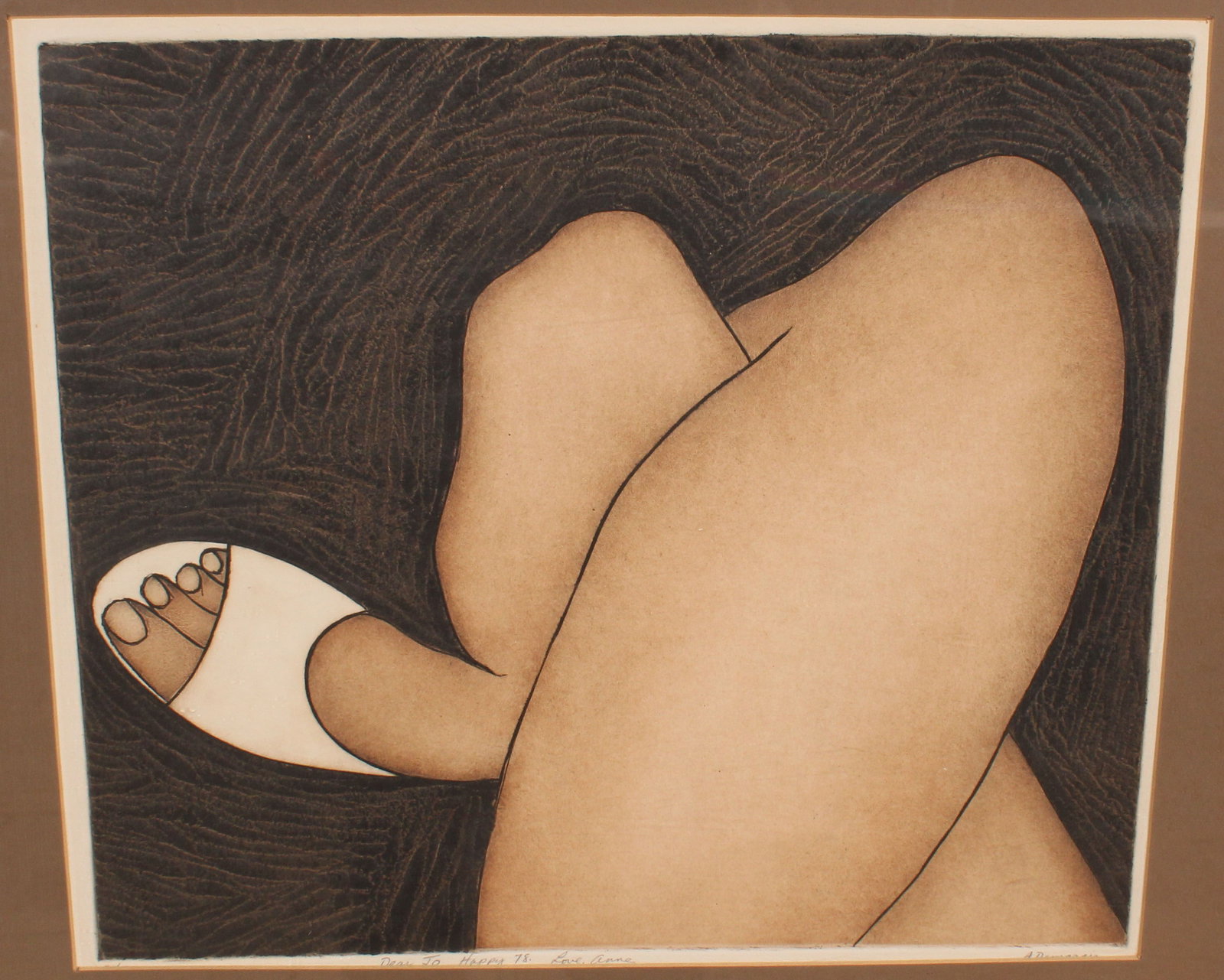 Anne Demarais, Legs, Intaglio Serigraph: Anne Demarais, Legs, Intaglio Serigraph. Size: 22.5" x 24 " Frame.