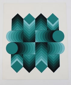 Vasarely, Stamped Specimen, Op Art Print