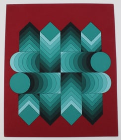 Vasarely, Stamped Specimen, Optical Art Print