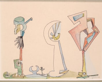Cubism Watercolor, Signed Morse