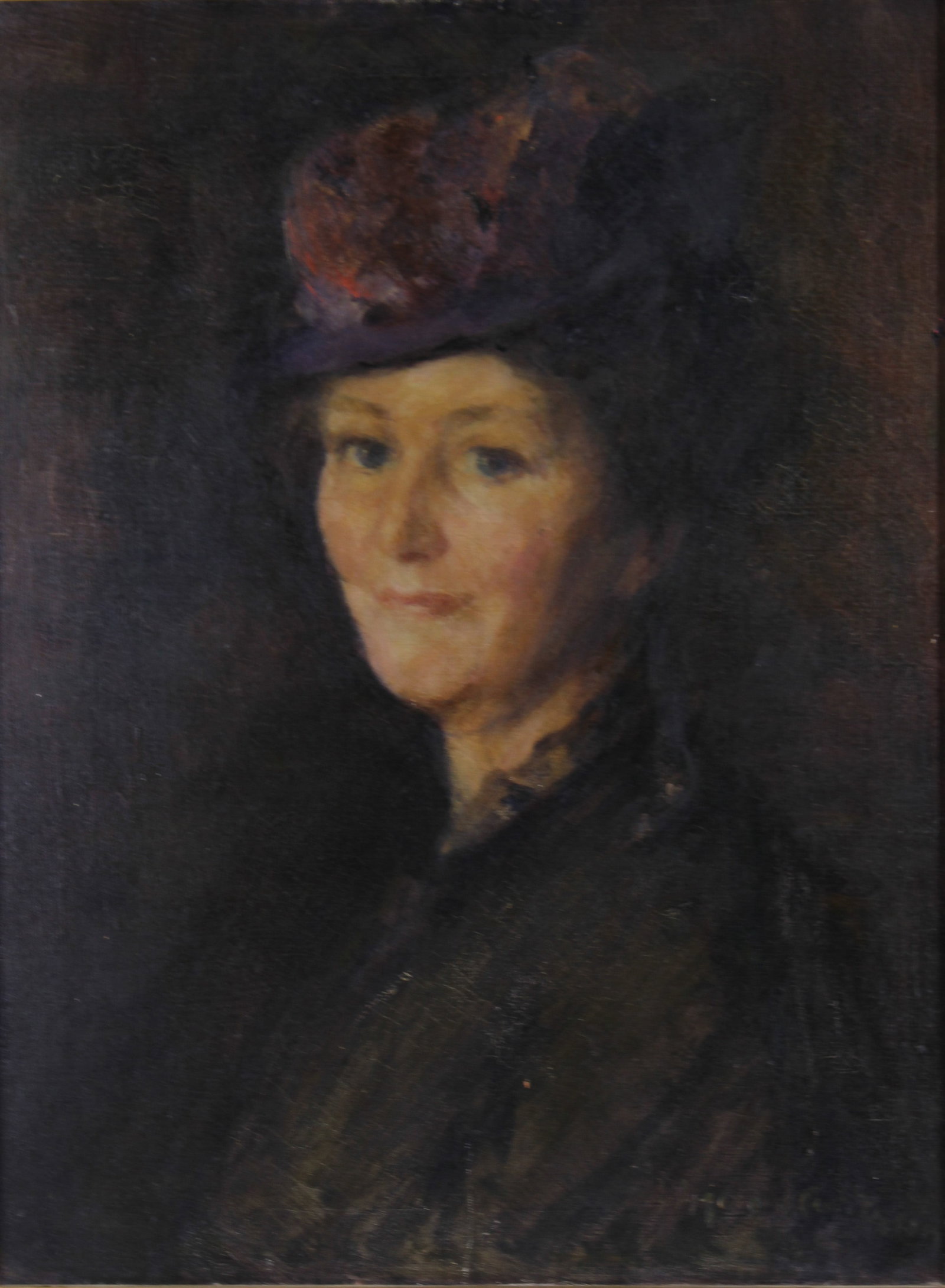 Early 20th C American Portrait Painting, Signed: Early 20th C American Portrait Painting, Signed Illegibly. Size: frame 31.5"T x 25.5"W; image 23.5"T x 17.5"W