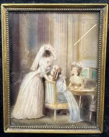 Late 18th C Miniature Portrait, Signed Viday