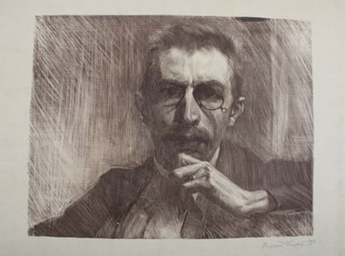 Signed 1897 Richard Winckel Portrait Etching