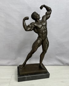 Figural Male Bronze, Flexing Bodybuilder