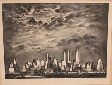 Louis Lozowick, Storm Over Manhattan, Lithograph