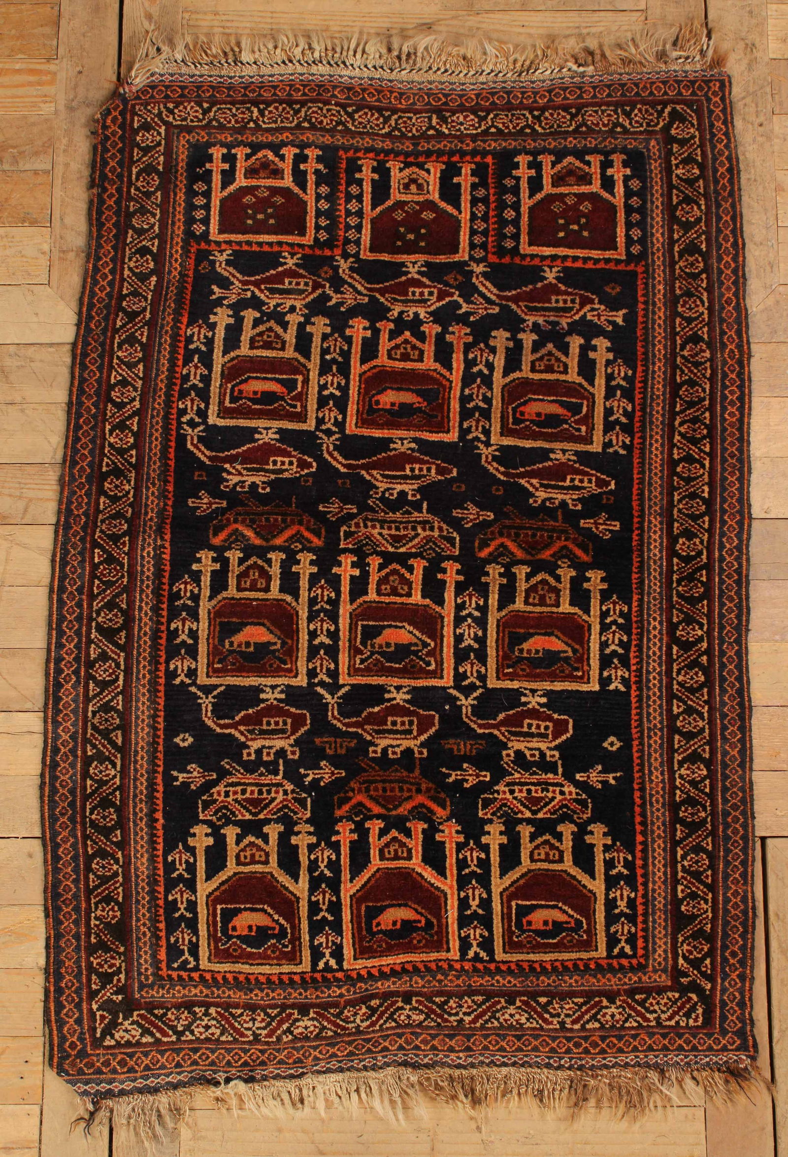 Afghan War Rug, Helicopters & Tanks (1 of 6)