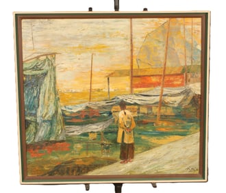 MCM Painting Chinese Harbor, Signed Hays