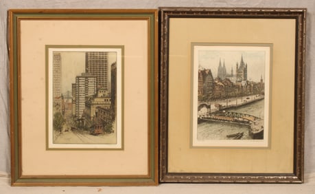 Cityscape Pair Of Prints, Josef Eidenburger