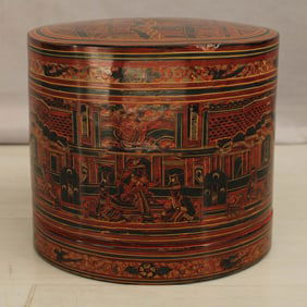 Burmese Painted Lacquer Box, Betel Nut