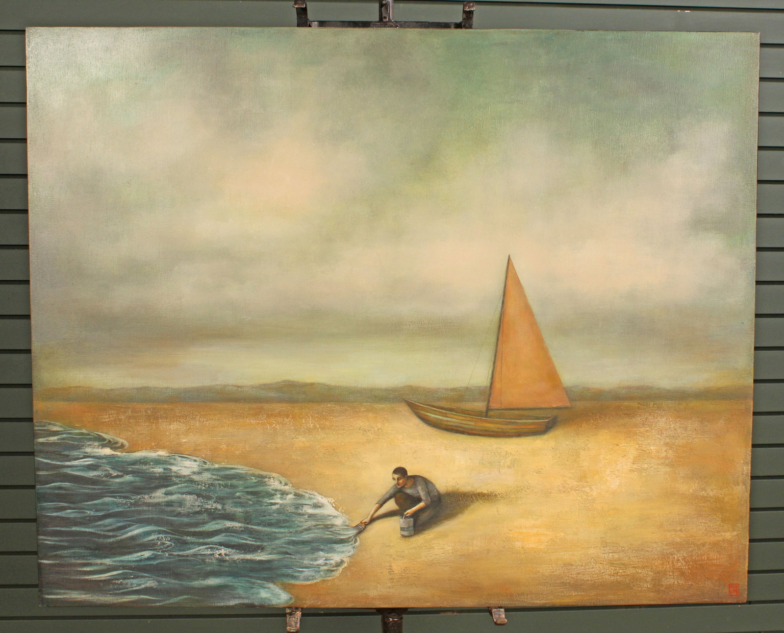 Painting, Whatever Floats Your Boat: Contemporary painting by Vietnamese American Artist Duy Huynh, dated 2011 and titled Whatever Floats Your Boat. Acrylic on wood. Size: 32"H x 39.5"W x 2.5"D