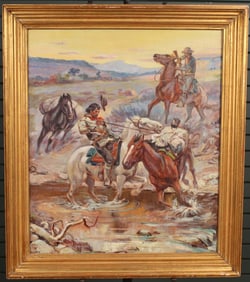 Charles Russell Painting, Bushwhacked, Conserved