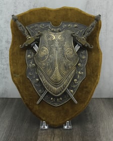 Vintage Shield & Sword Plaque, Coat of Arms
