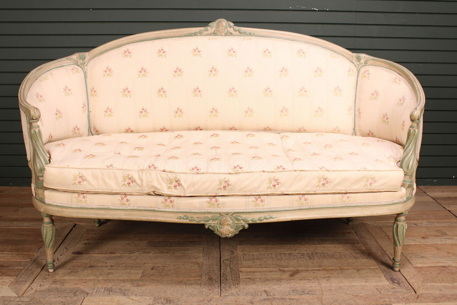 19th C Continental Carved and Painted Settee (1 of 10)