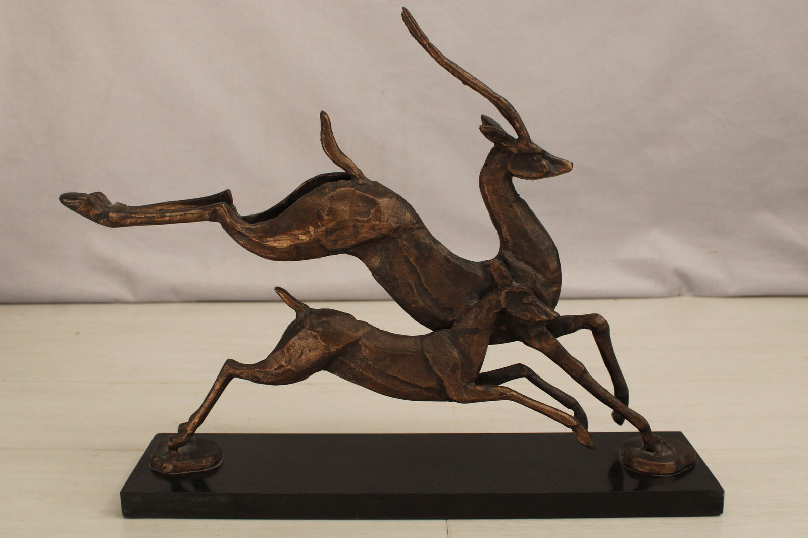 Figural Bronze Group, Galloping Antelopes (1 of 7)