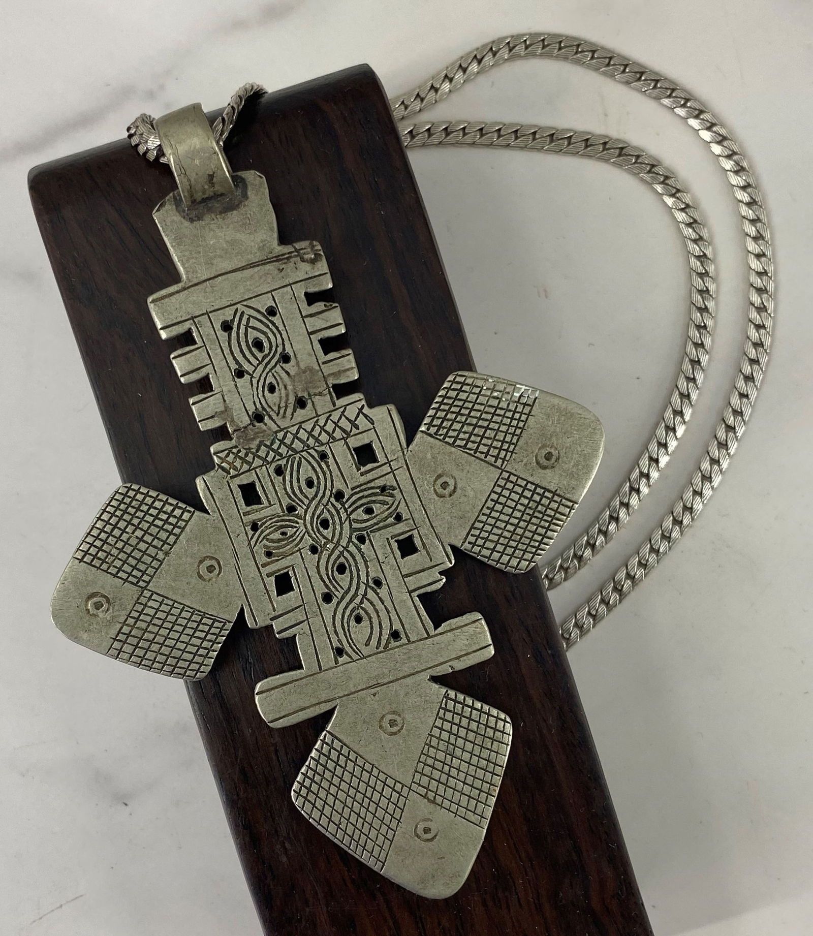 Ethiopian Coptic Cross on Vintage Sterling Chain (1 of 6)