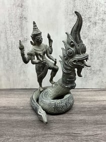 Bronze Naga & Shiva Temple Statue, Dragon